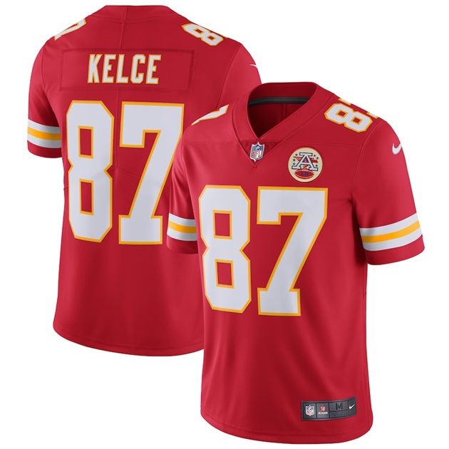 mens nike travis kelce red kansas city chiefs vapor untouchable limited player jersey